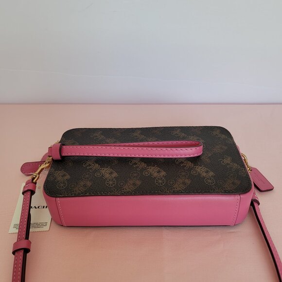 COACH Kira Horse And Carriage Canvas & Leather Crossbody-Truffle Petunia color ⭐ - Picture 8 of 16